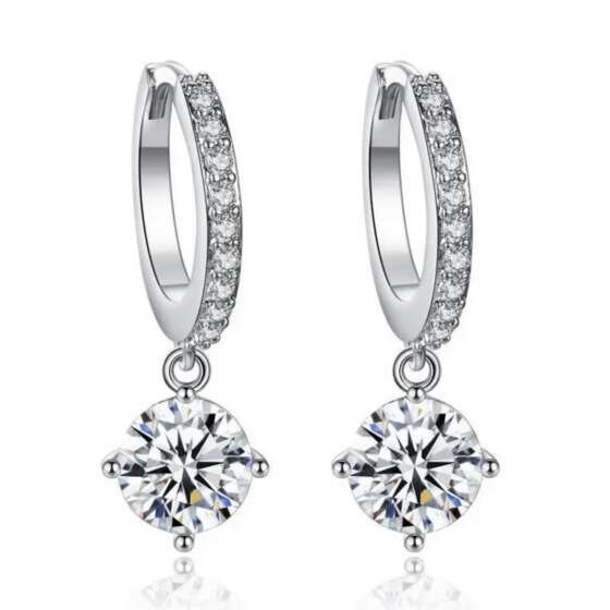 CASSANDRA EARRINGS Ασημένια σκουλαρίκια κρεμαστά με καρφωμένες πέτρες ζιργκόν.