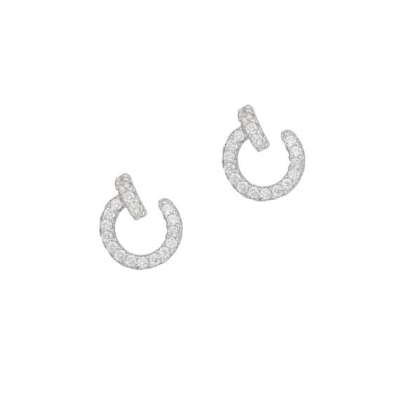 kessajewels-IRA EARRINGS Ασημένια σκουλαρίκια με καρφωμένες πέτρες ζιργκόν.