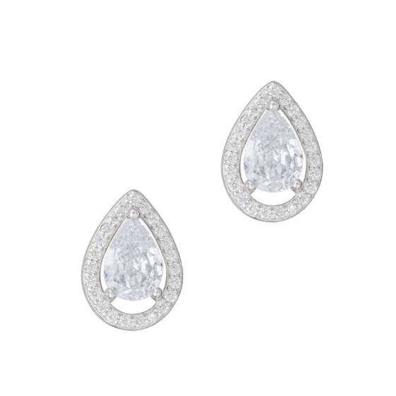 kessajewels-ROZETA EARRINGS Ασημένια σκουλαρίκια ροζέτα με καρφωμένες πέτρες ζιργκόν.