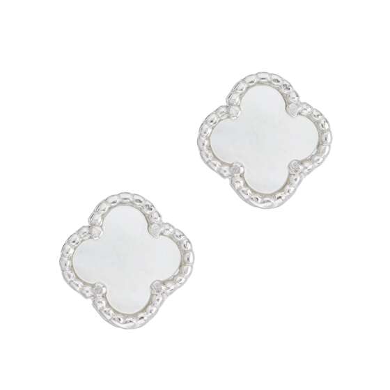 kessajewels-VANA SILVER EARRINGS Ασημένια σκουλαρίκια τύπου van cleef με φίλντισι.