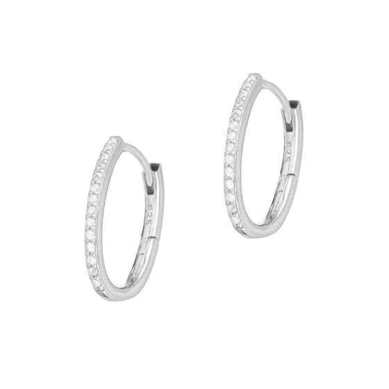 kessajewels-JASMINE HOOPS Ασημένια σκουλαρίκια κρίκοι με καρφωμένες πέτρες ζιργκόν.