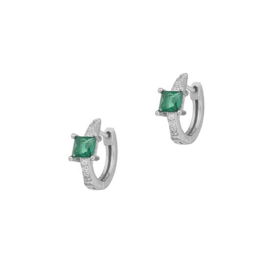 kessajewels-NYX MINI HOOPS Ασημένια σκουλαρίκια κρικάκια με καρφωμένες πέτρες ζιργκόν.