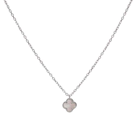 kessajewels-VANA NECKLACE Ασημένιο κολιέ τύπου van cleef με φίλντισι.