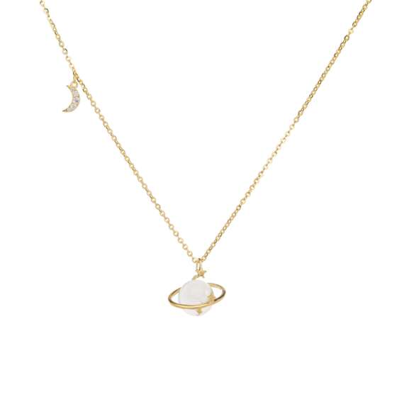 kessajewels-CRONOS NECKLECE Ασημένιο κολιέ με κρόνο και στοιχεία με καρφωμένες πέτρες ζιργκόν.