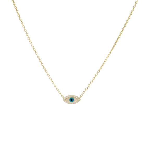 kessajewels-DIM GOLD NECKLACE Ασημένιο κολιέ ματάκι με καρφωμένες πέτρες ζιργκόν.