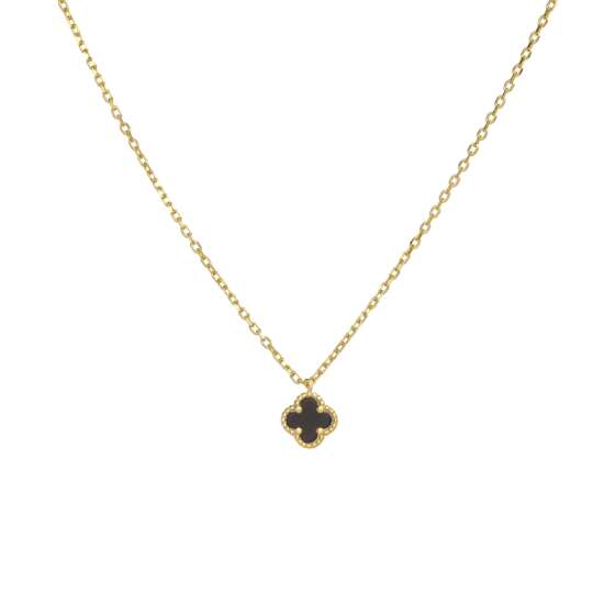 kessajewels-VANA NECKLACE Ασημένιο κολιέ τύπου van cleef με μαύρο όνυχα.